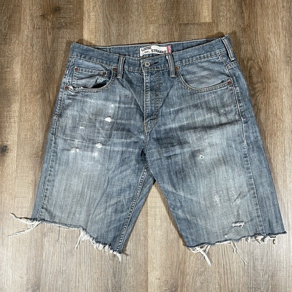 Levi's Other - Levis Men's 569 Loose Straight Denim Cutoff Shorts Size 33 Jorts Dark Wash